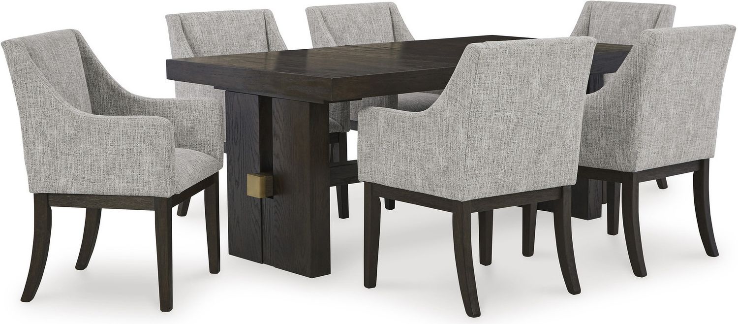 Burkhaus Dark Brown Dining Upholstered Arm Chair Set of 2 D98401A