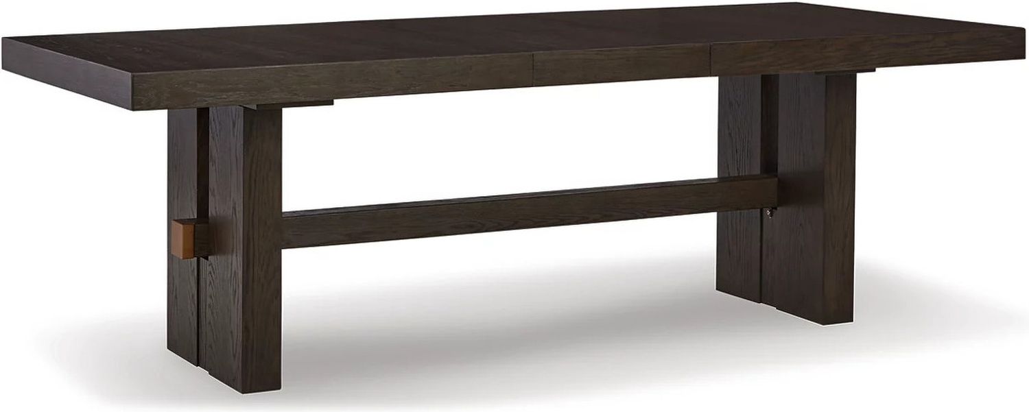 Burkhaus Dark Brown Rectangular Extendable Dining Room Table D98445