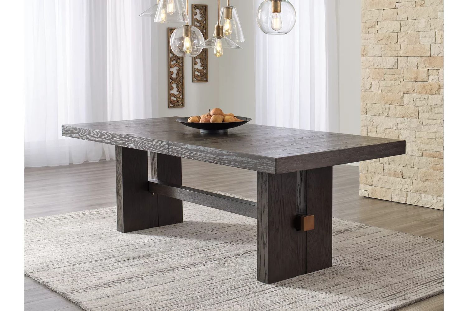 Burkhaus Dark Brown Rectangular Extendable Dining Room Table D98445