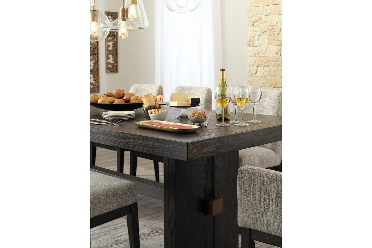 Burkhaus Dark Brown Rectangular Extendable Dining Room Table D98445