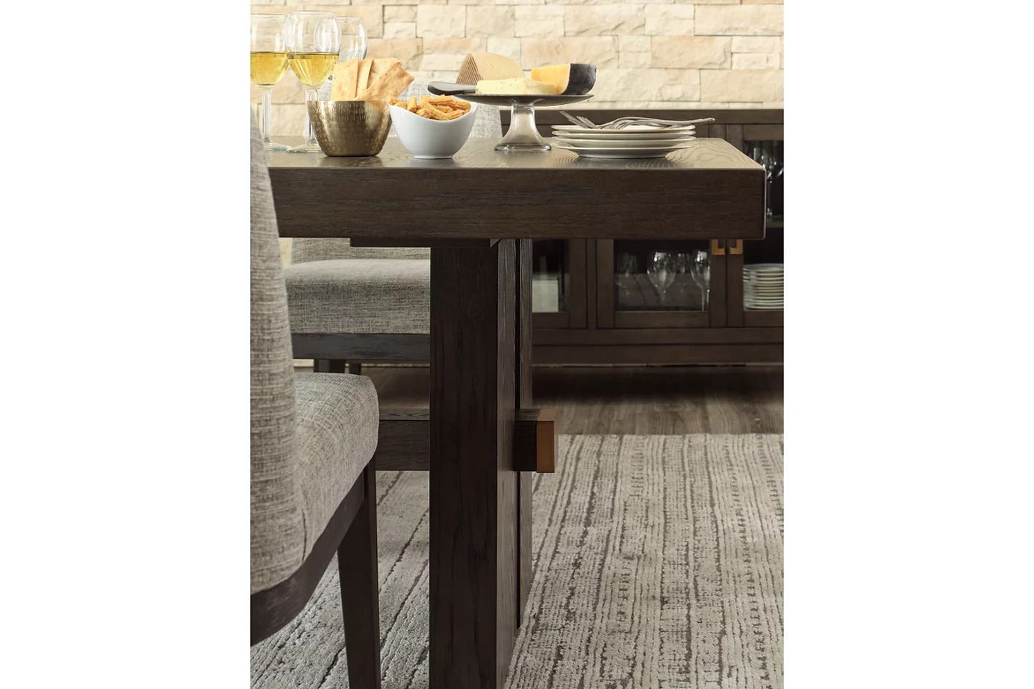 Burkhaus Dark Brown Rectangular Extendable Dining Room Table D98445