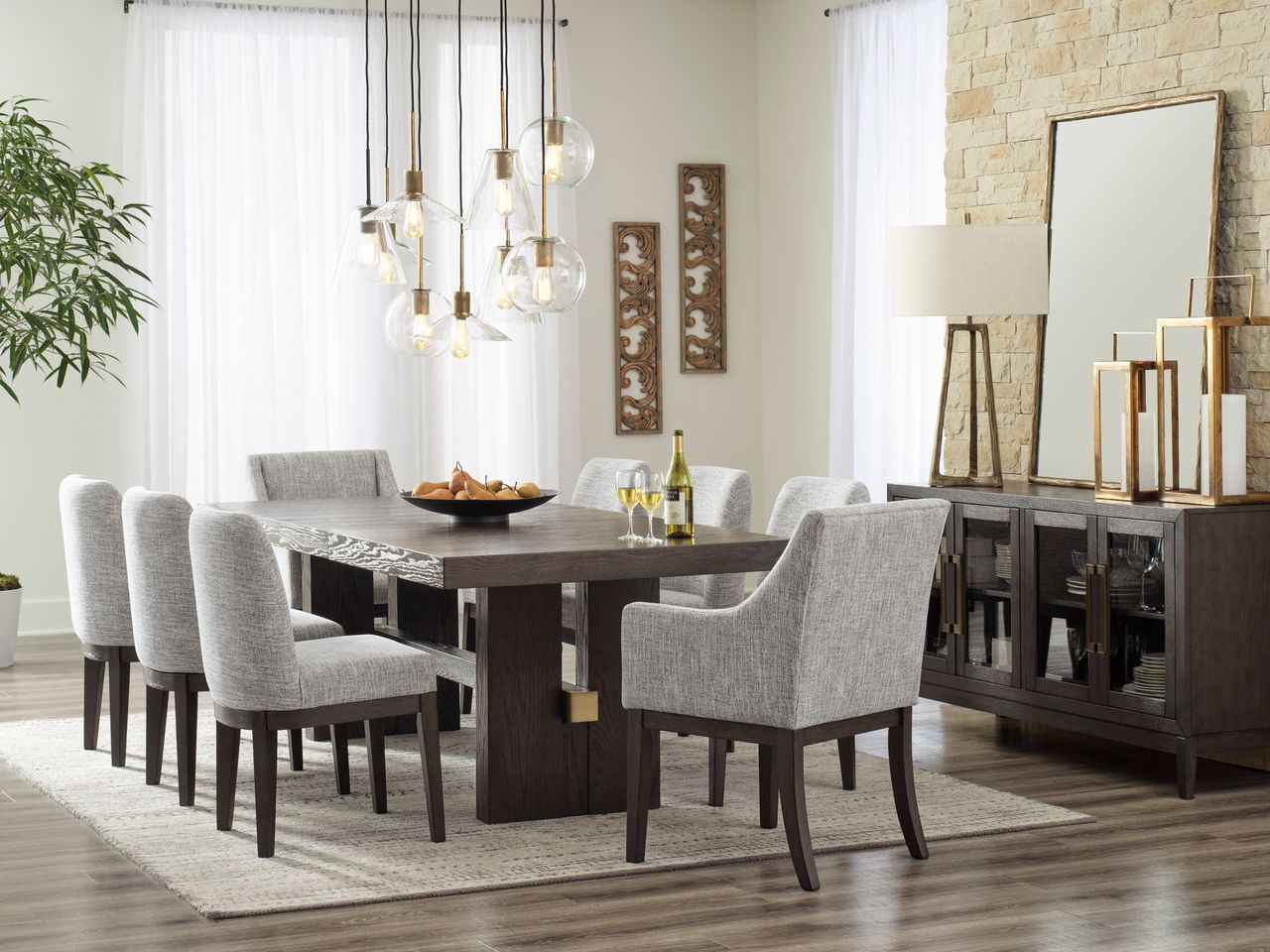 Burkhaus Dark Brown Rectangular Extendable Dining Room Table D98445