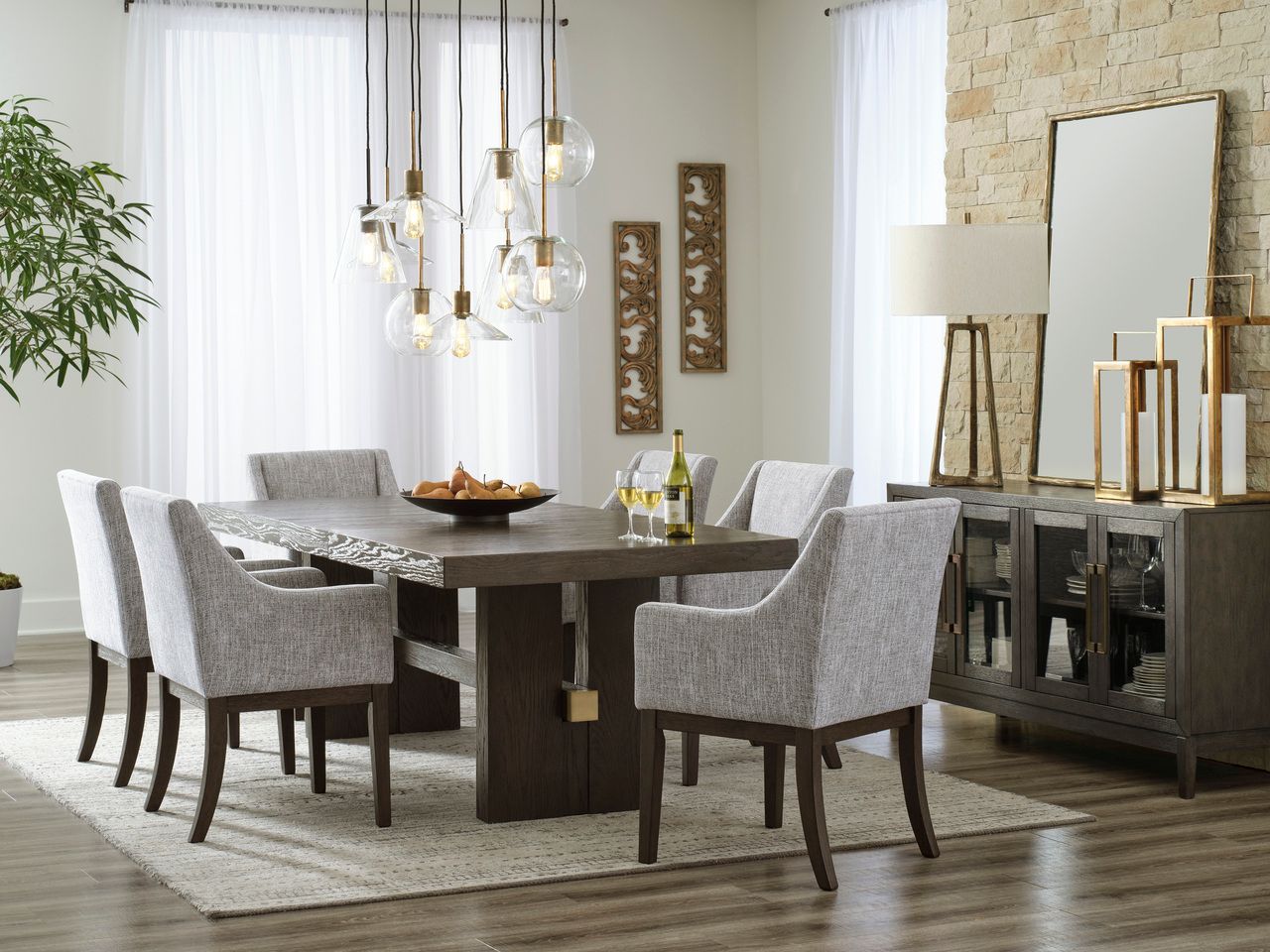 Burkhaus Dark Brown Rectangular Extendable Dining Room Table D98445
