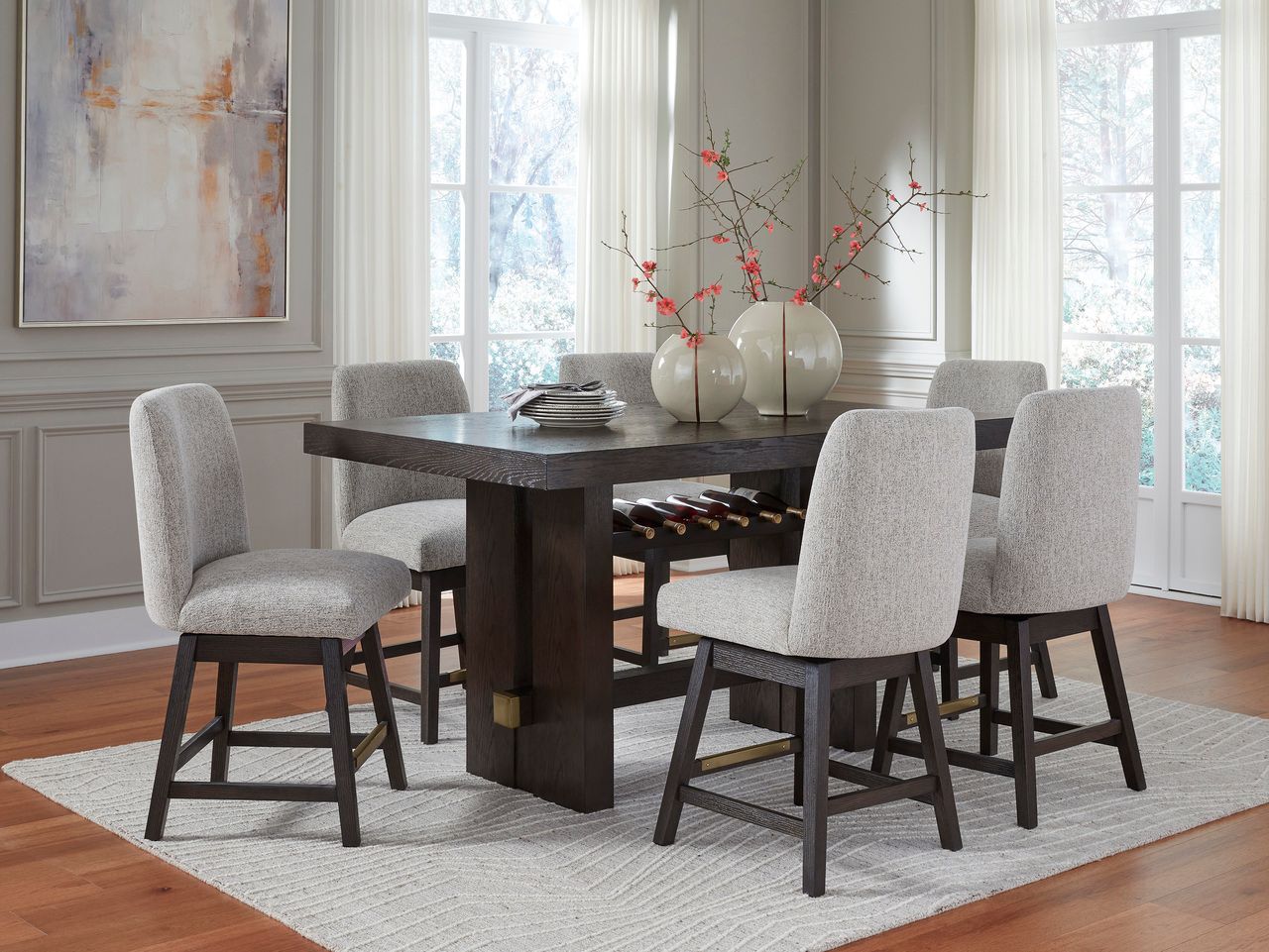 Burkhaus Counter Height Dining Room Set In Dark Brown D984D5