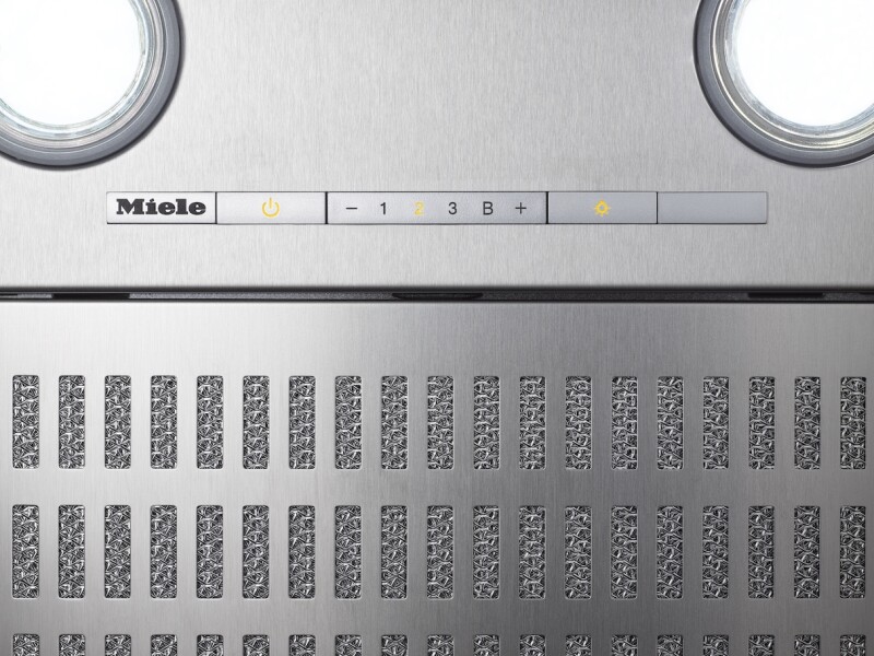 Insert ventilation hood with energy-efficient LED lighting and backlit controls for easy use. DA2390