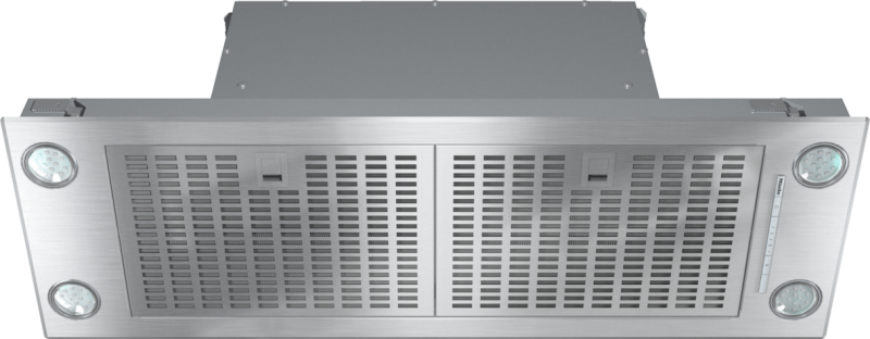 Insert ventilation hood with energy-efficient LED lighting and backlit controls for easy use. DA2390