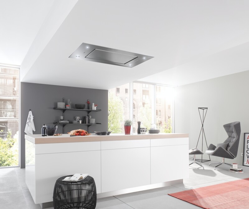 Ceiling extractor with energy-efficient LED lighting and backlit controls for easy use. DA2818
