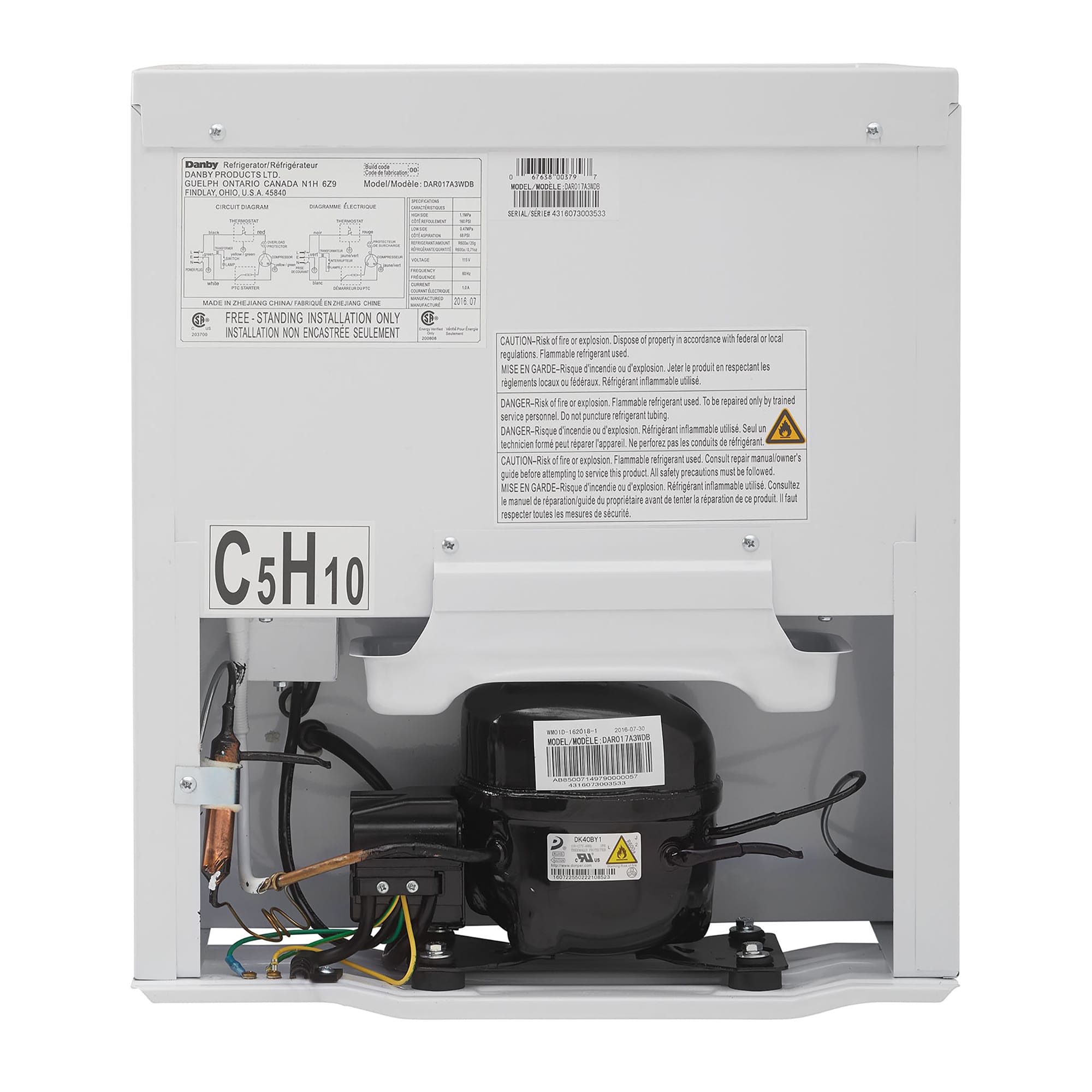 1.7 Cu. Ft. Compact Fridge DAR017A3WDB