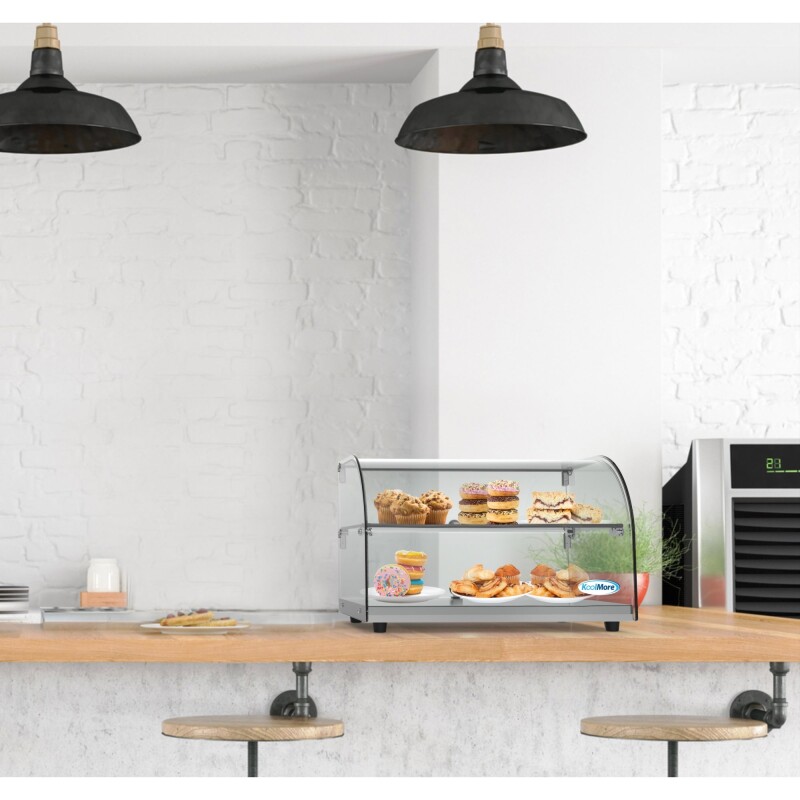 22 in. Commercial Countertop Bakery Display Case with Front Curved Glass and Rear Door, 1.5 cu. ft DC2C, product image 10 of 10