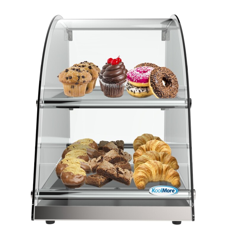 14 in. Commercial Countertop Bakery Display Case with Front Curved Glass and Rear Door, 2.4 cu. ft DC2CN