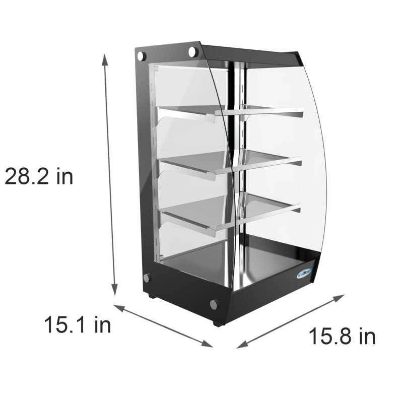 16 in. Commercial Glass Bakery Display Case, Self Service Pastry Case with LED lighting and Rear Door, 2.7 cu. ft DC3CB, product image 8 of 9