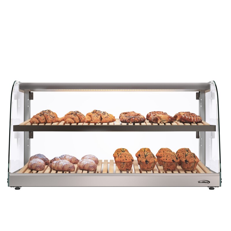 40 in. Glass Countertop Dry Bakery Display Case with Two Shelves and Bamboo Trays DC53CB