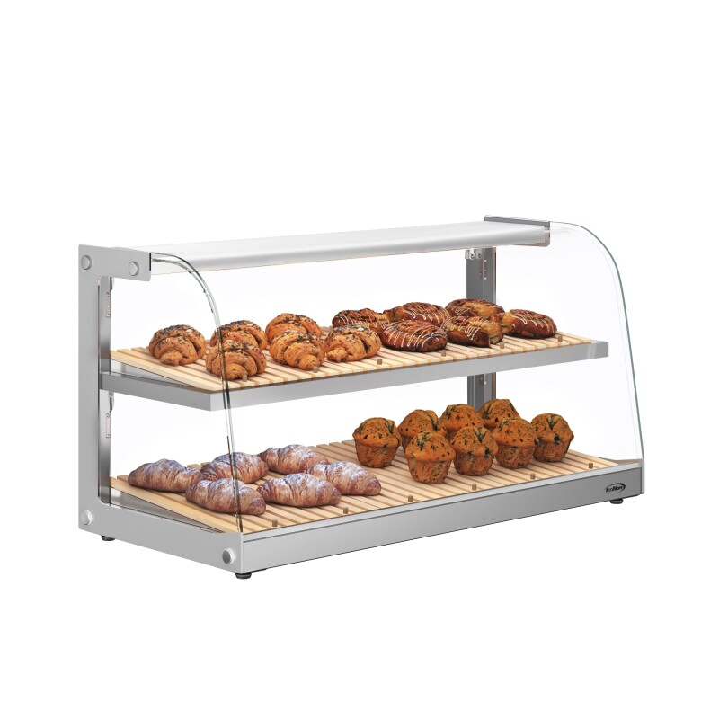 40 in. Glass Countertop Dry Bakery Display Case with Two Shelves and Bamboo Trays DC53CB, product image 2 of 12