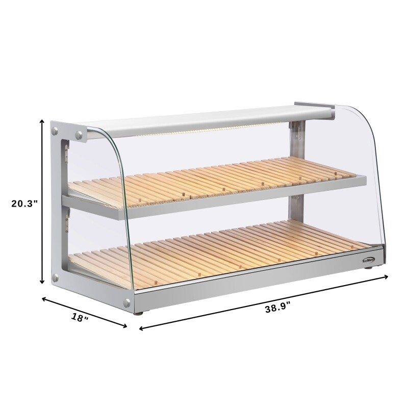 40 in. Glass Countertop Dry Bakery Display Case with Two Shelves and Bamboo Trays DC53CB, product image 3 of 12