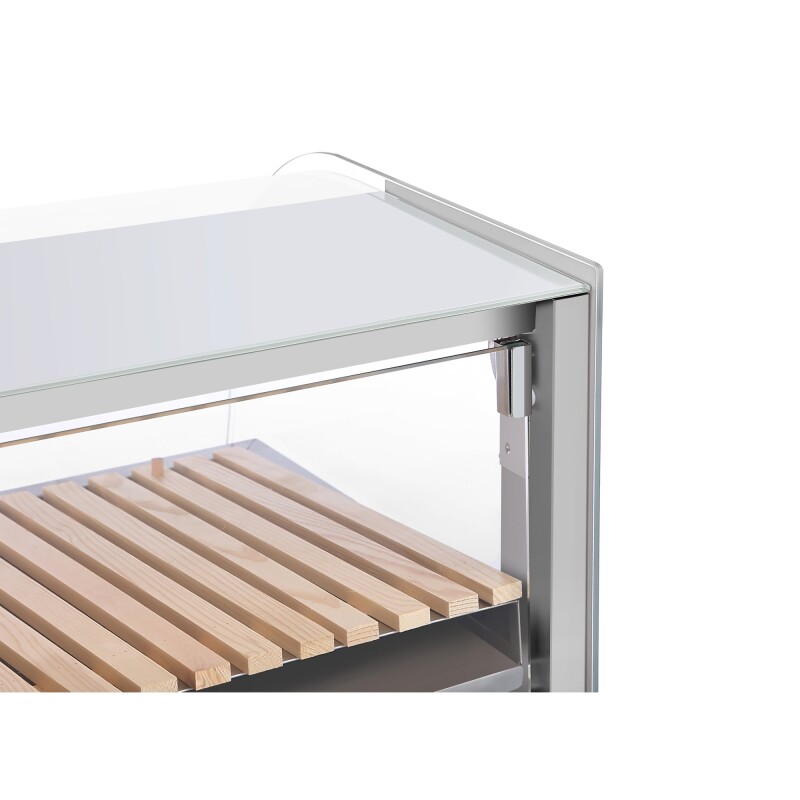 40 in. Glass Countertop Dry Bakery Display Case with Two Shelves and Bamboo Trays DC53CB, product image 11 of 12