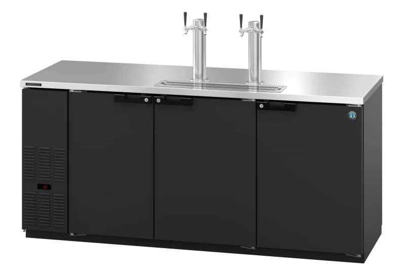 Refrigerator, Three Section Vinyl Back Bar Direct Draw, Solid DoorsTitle DD80