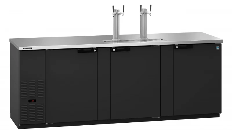 Refrigerator, Three Section Vinyl Back Bar Direct Draw, Solid DoorsTitle DD95