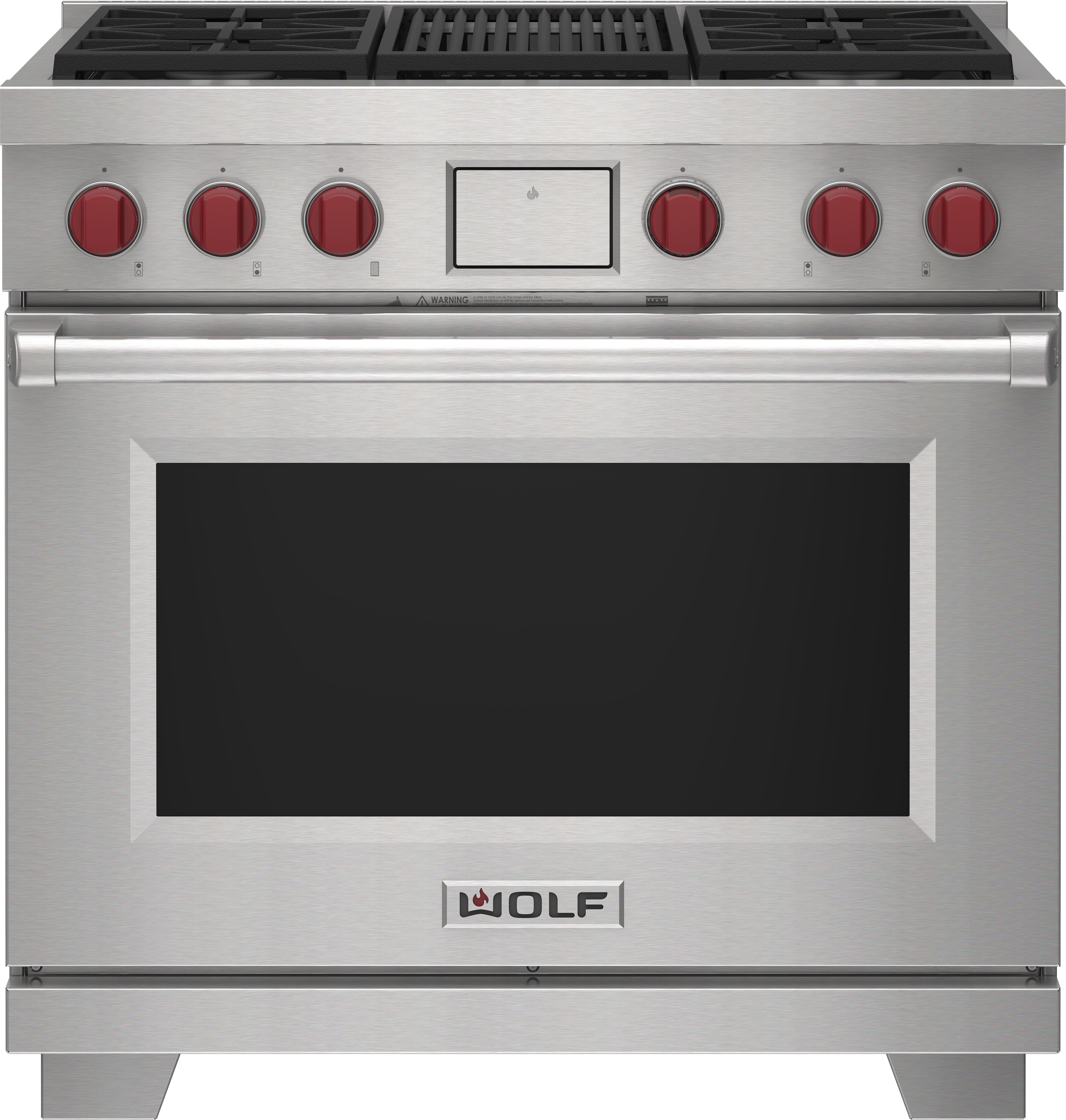 36" Dual Fuel Range - 4 Burners and Infrared Charbroiler DF36450CBKP