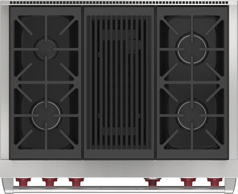 36" Dual Fuel Range - 4 Burners and Infrared Charbroiler DF36450CSPLP