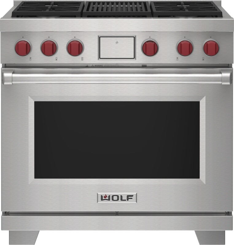 36" Dual Fuel Range - 4 Burners and Infrared Charbroiler DF36450CSPLP