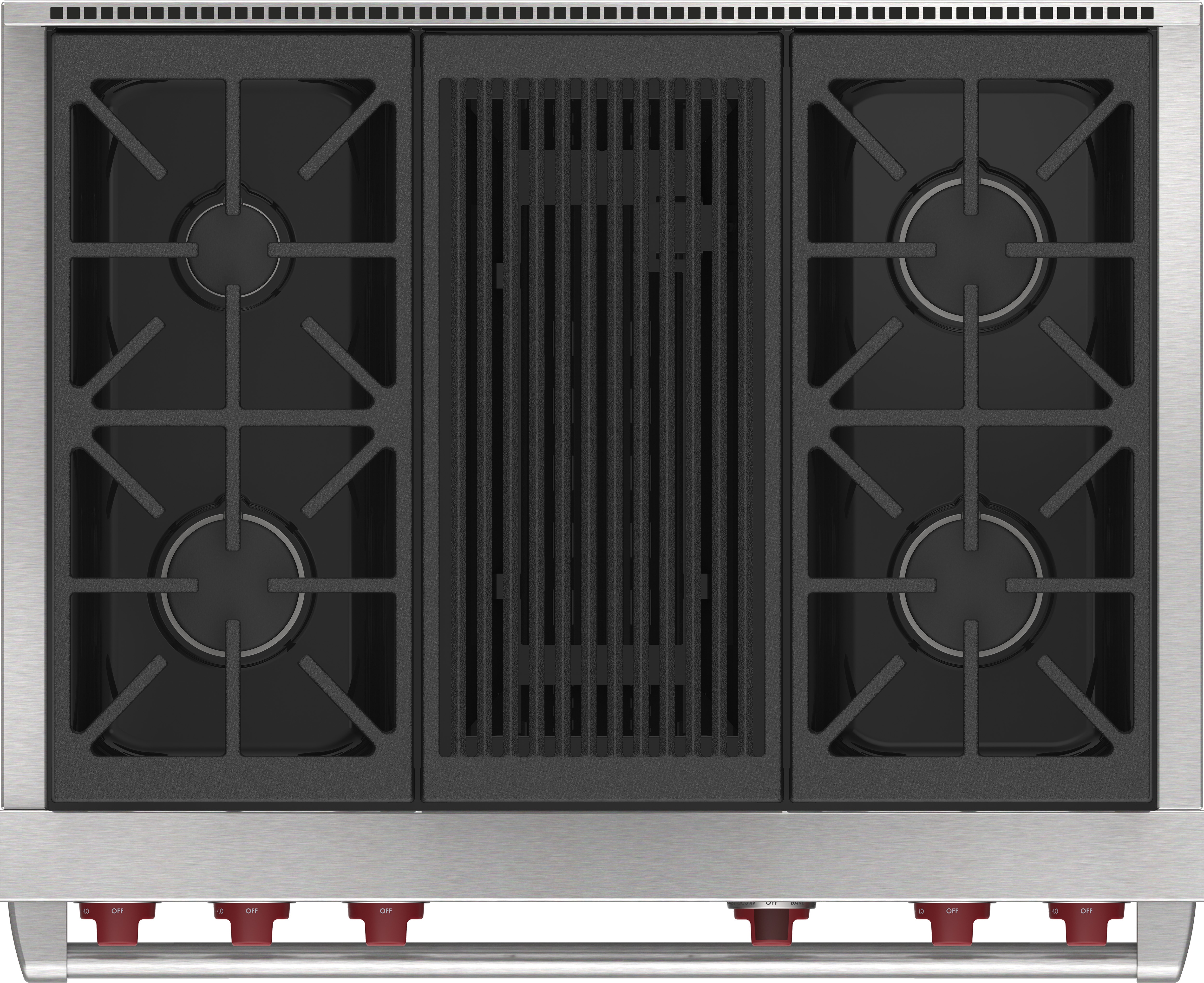 36" Dual Fuel Range - 4 Burners and Infrared Charbroiler DF36450CWHPLP