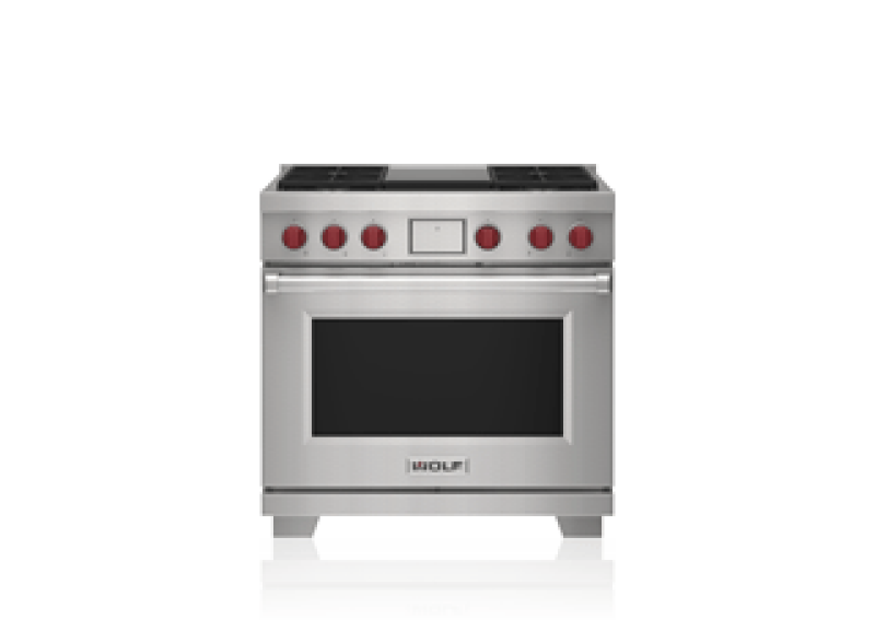 36" DUAL FUEL RANGE - 4 BURNERS AND INFRARED GRIDDLE - NG DF36450GBKP