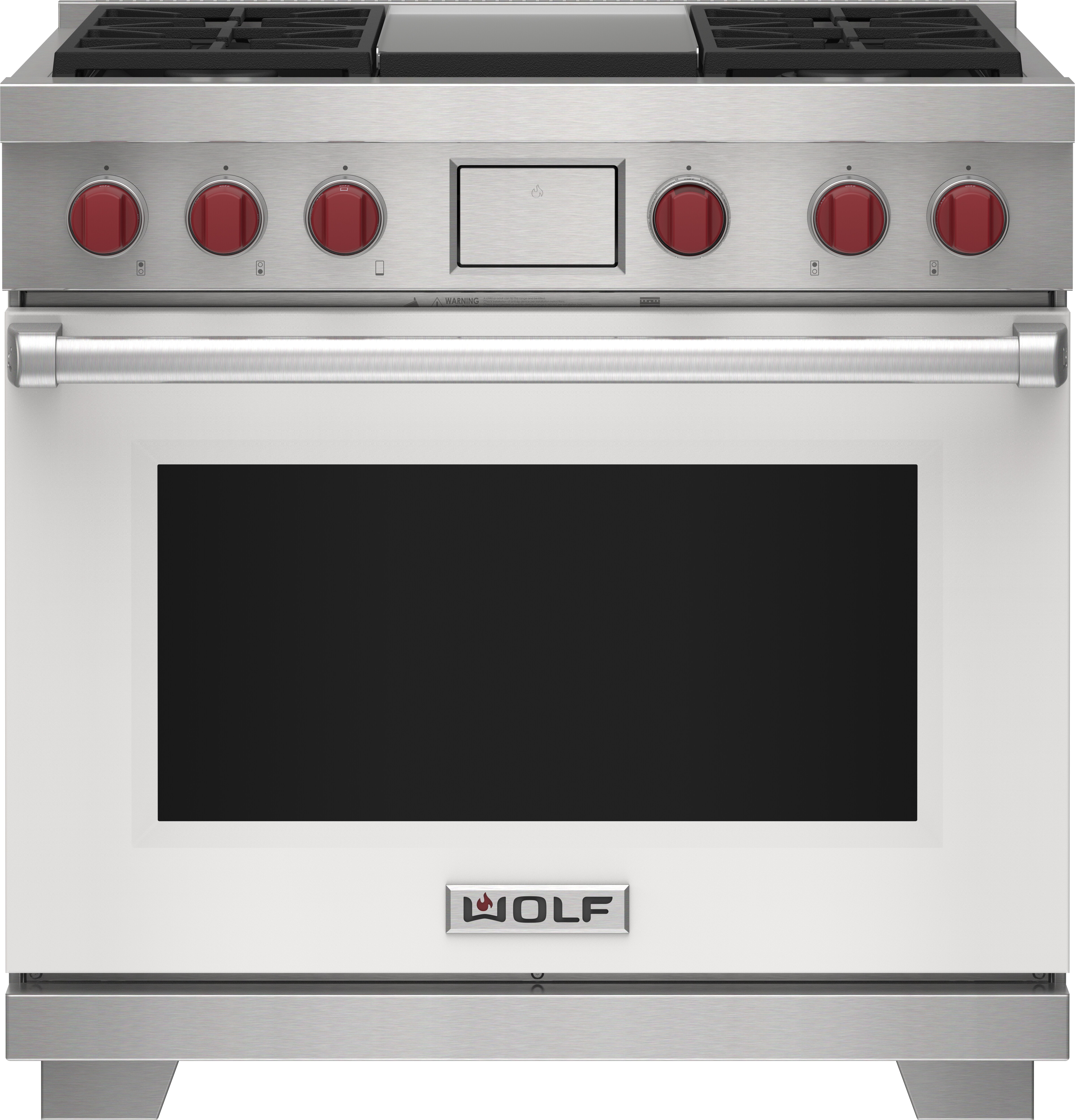 36" Dual Fuel Range - 4 Burners and Infrared Griddle DF36450GBKPLP