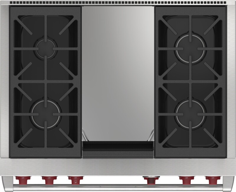 Wolf 36" Dual Fuel Range - 4 Burners and Infrared Griddle Stainless Steel DF36450GSP Picture 1