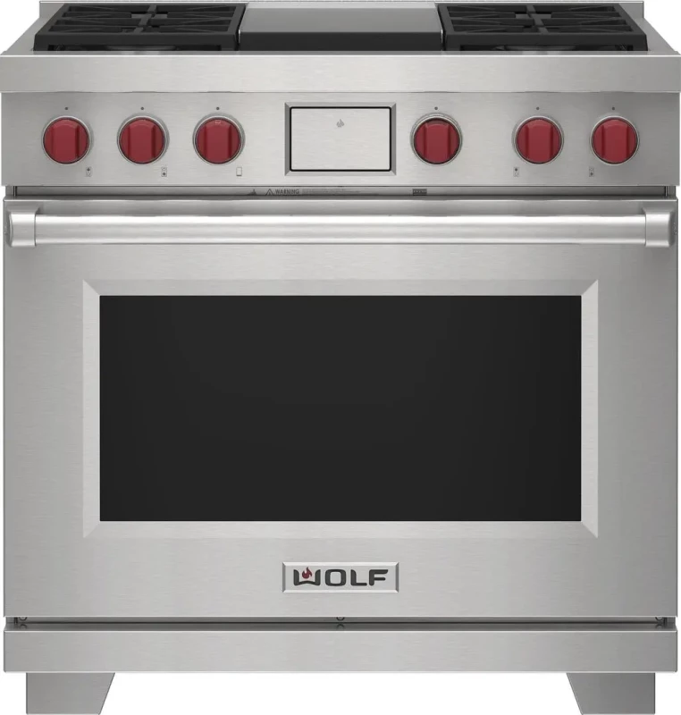 36" Dual Fuel Range - 4 Burners and Infrared Griddle DF36450GSPLP
