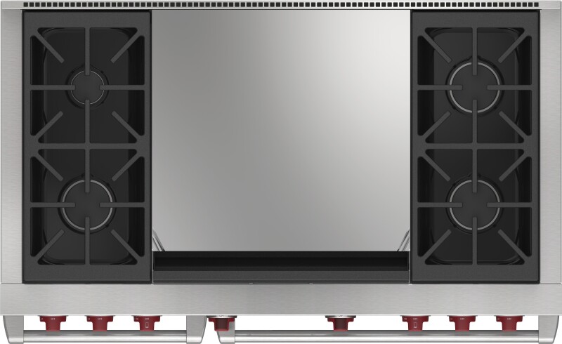 Wolf 48" Dual Fuel Range - 4 Burners and Infrared Dual Griddle Stainless Steel DF48450DGSPLP Picture 1