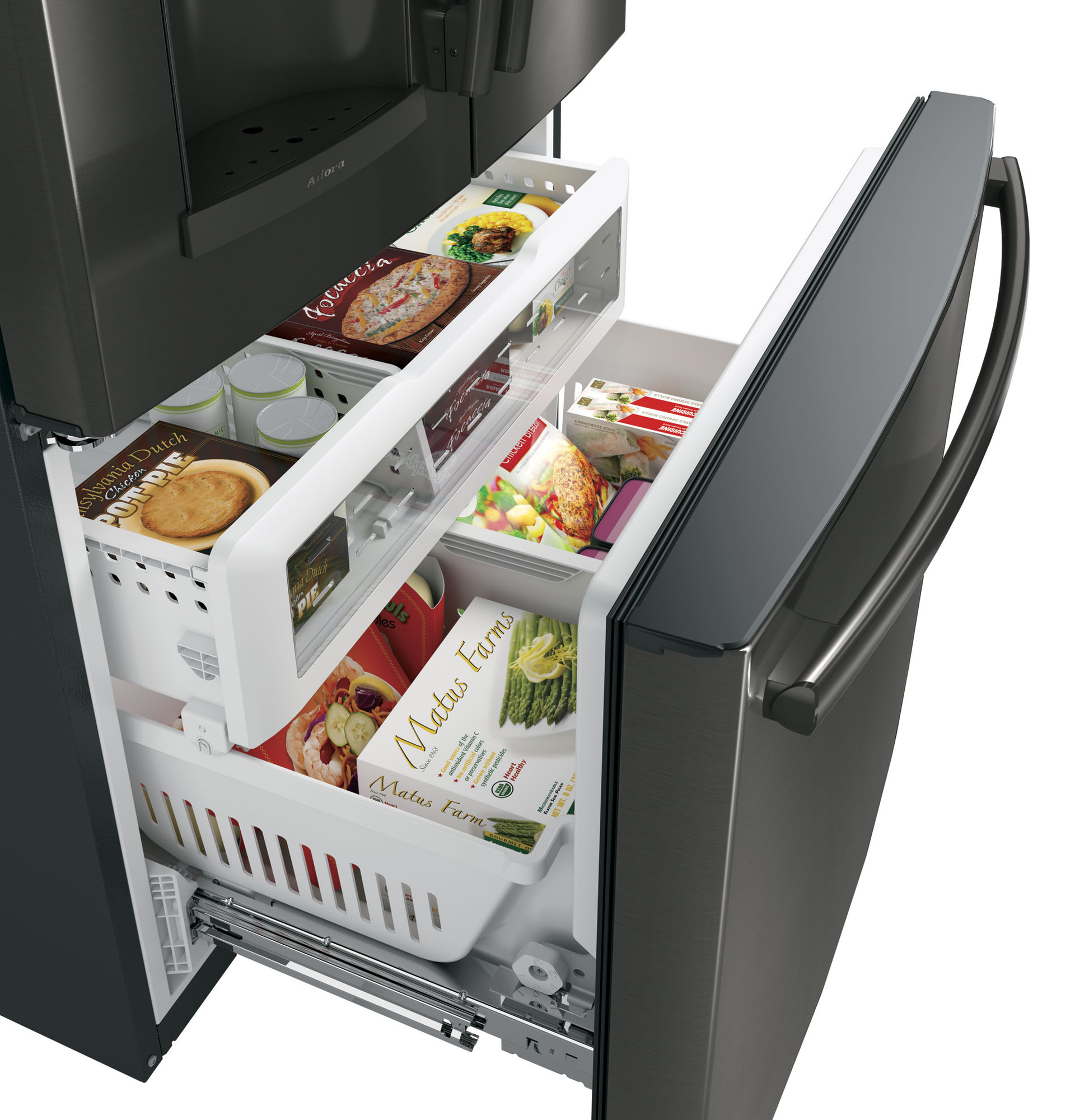Adora series by GE 27.7 Cu. Ft. French-Door Refrigerator DFE28JBLTS, product image 7 of 9
