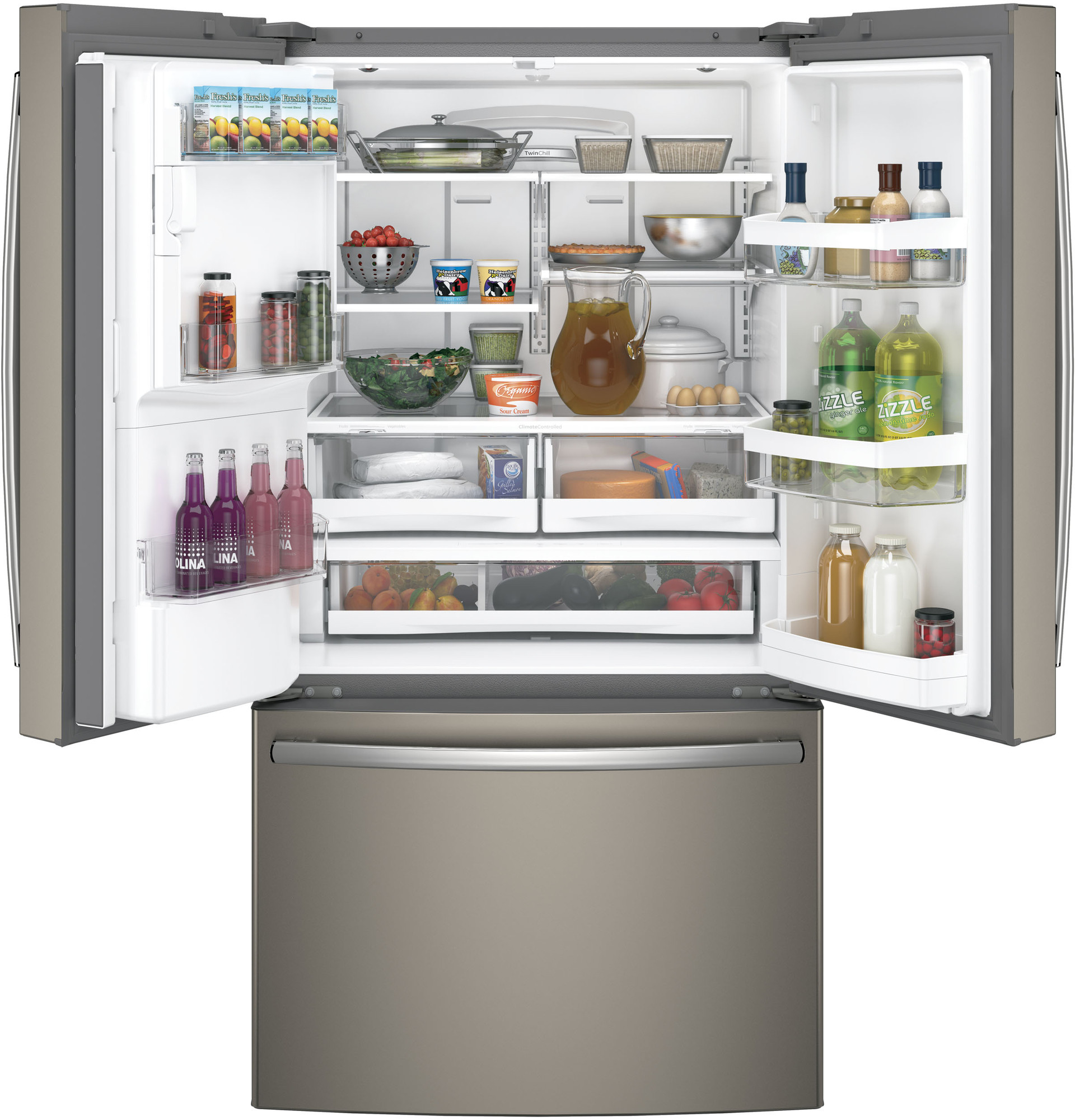 Adora series by GE 27.7 Cu. Ft. French-Door Refrigerator DFE28JMKES, product image 2 of 12