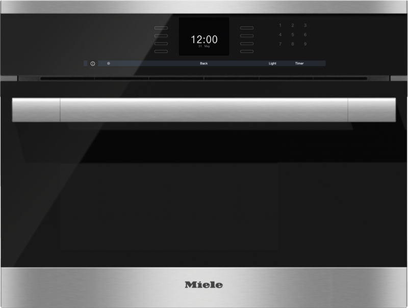 Built‑in steam oven with a large text display and SensorTronic controls for extra convenience. DG6500