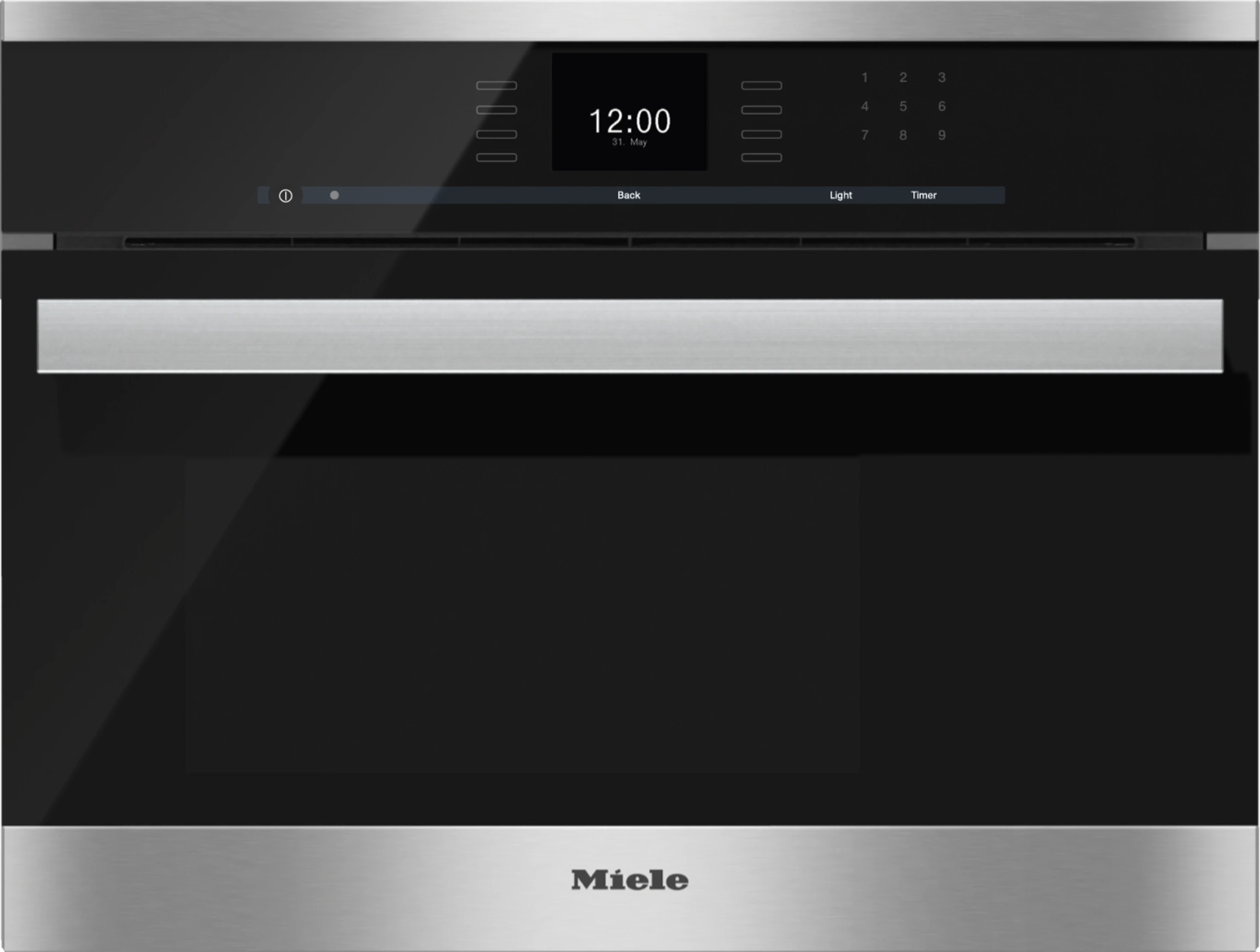 Built‑in steam oven with a large text display and SensorTronic controls for extra convenience. DG6600