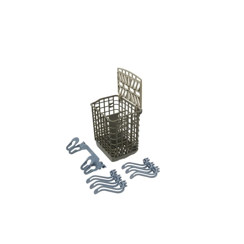 Dishwasher Silverware Basket Extension Kit (Grey/Blue) - Includes Six Light Item Clips, One Side Clip, and One Side Utensil Clip DISHEXTEND