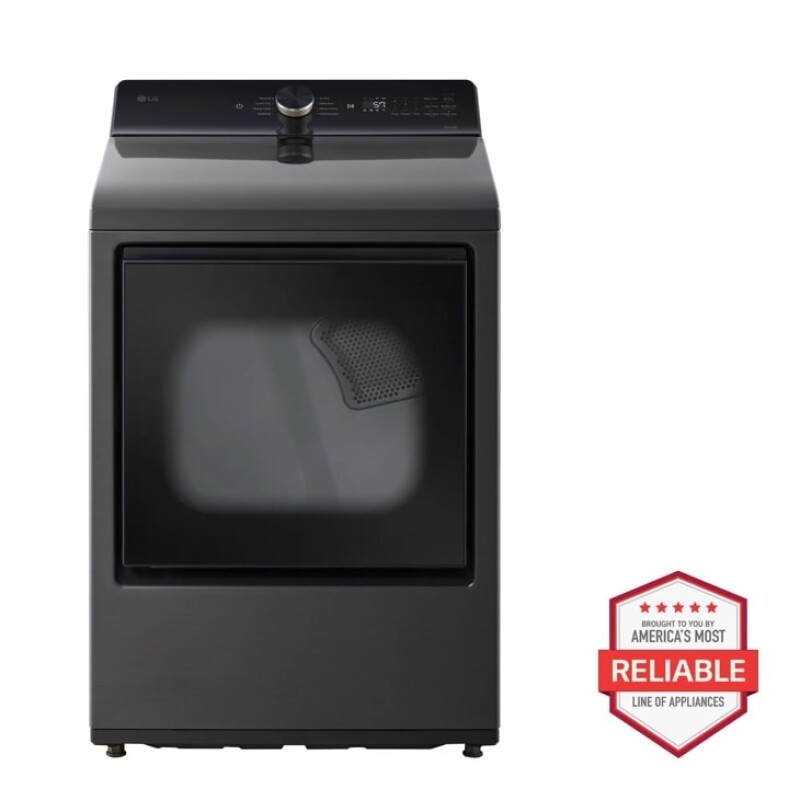 LG 7.3 cu. ft. Ultra Large Capacity Rear Control Electric Dryer with LG EasyLoad™ Door and AI Sensing Platinum Black DLE8480LE Picture 1