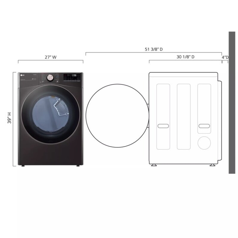 7.4 cu. ft. Ultra Large Capacity Smart wi-fi Enabled Front Load Electric Dryer with TurboSteam™ and Built-In Intelligence view 10