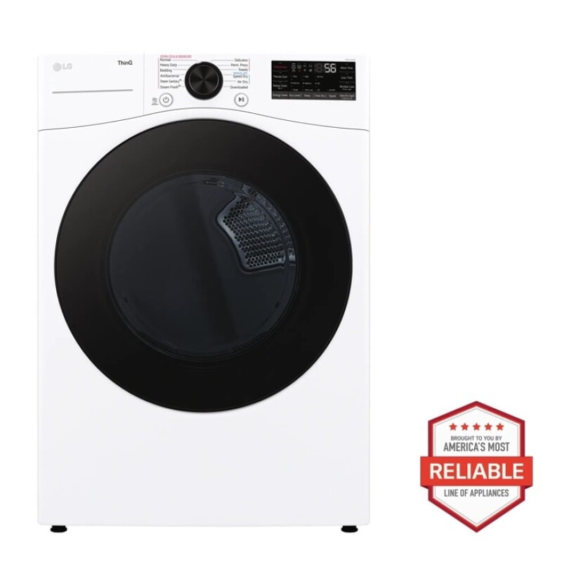 7.4 Cu. Ft. Ultra Large Capacity Smart Front Load Energy Star Electric Dryer With Sensor Dry & Steam Technology DLEX4080W
