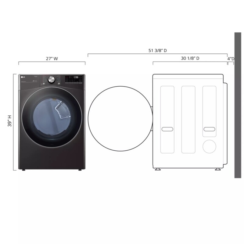 7.4 cu. ft. Front Load Electric Dryer with TurboSteam™ and Built-In Intelligence view 3
