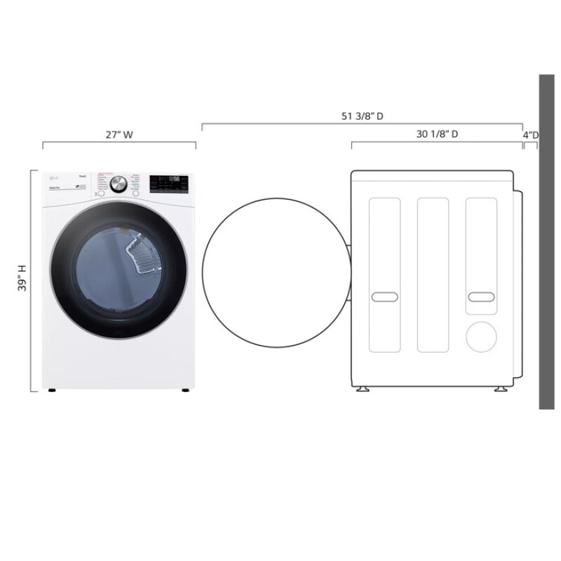 7.4 cu. ft. Ultra Large Capacity Smart wi-fi Enabled Front Load Electric Dryer with TurboSteam™ and Built-In Intelligence view 3
