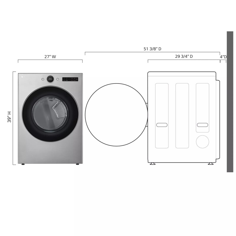 7.4 Cu. Ft. Ultra Large Capacity Smart Front Load Electric Energy Star Dryer With Sensor Dry & Steam Technology DLEX5500V