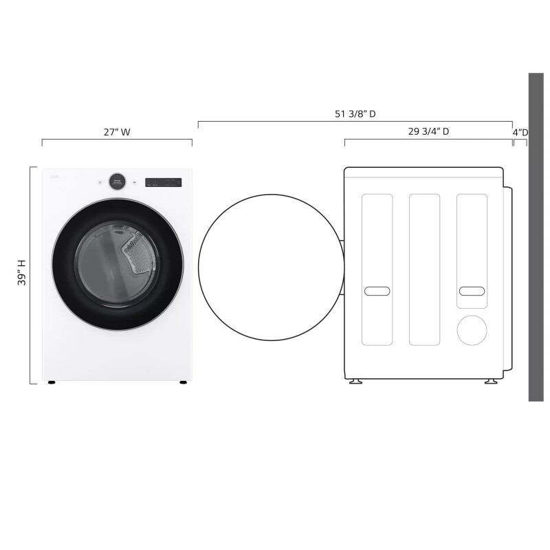 7.4 Cu. Ft. Ultra Large Capacity Smart Front Load Electric Energy Star Dryer With Sensor Dry & Steam Technology DLEX5500W