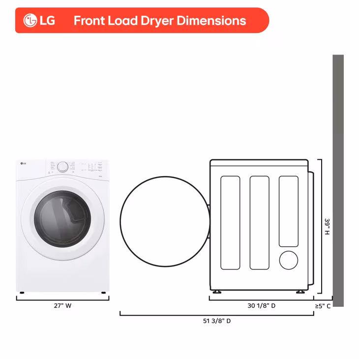 7.4 Cu. Ft. Ultra Large Capacity Smart Front Load Gas Dryer DLG3421W
