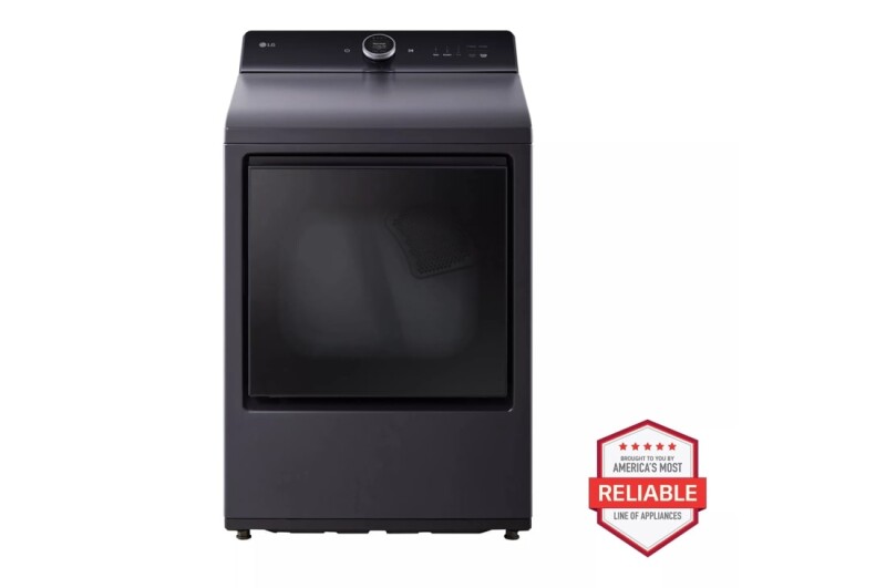 LG 7.3 cu. ft. Ultra Large Capacity Rear Control Gas Dryer with LG EasyLoad™ Door, AI Sensing and TurboSteam™ Black DLGX8601BE Picture 1