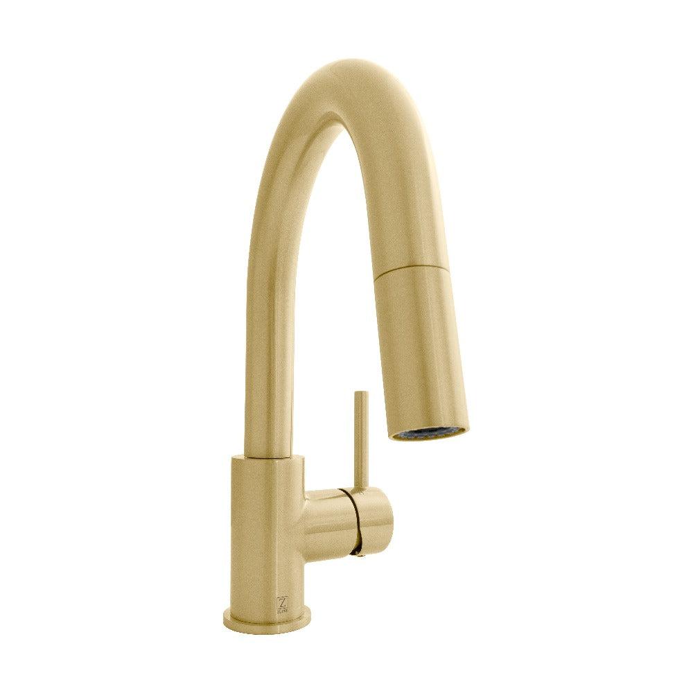 Autograph Edition Dante Pull Down Single Handle Kitchen Faucet In Champagne Bronze DNTKFCB