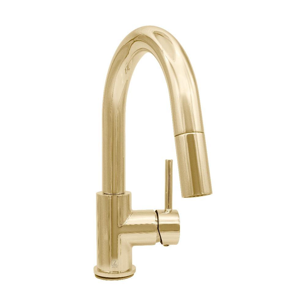 Autograph Edition Dante Pull Down Single Handle Kitchen Faucet In Polished Gold DNTKFPG
