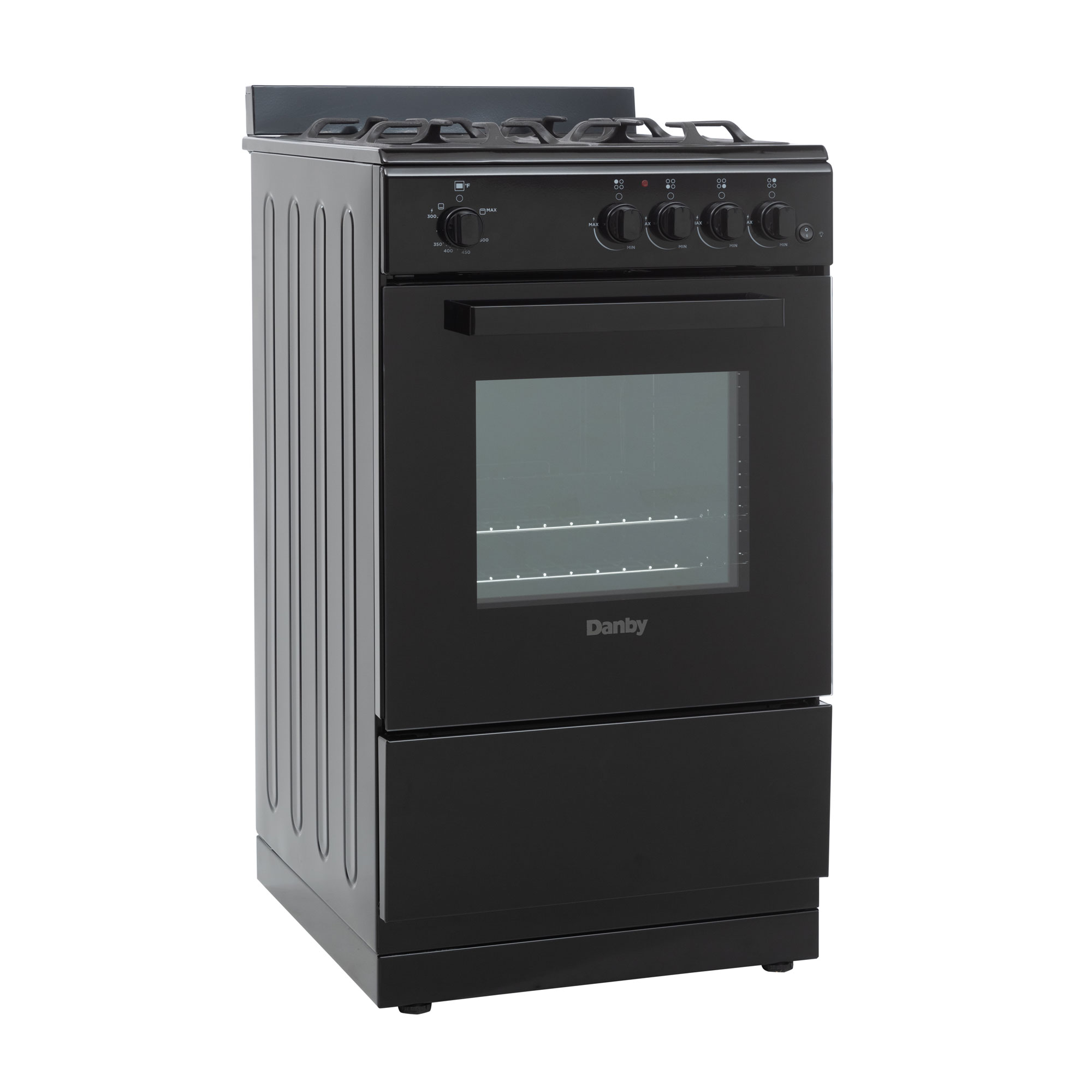 20″ Wide Gas Range in Black view 2