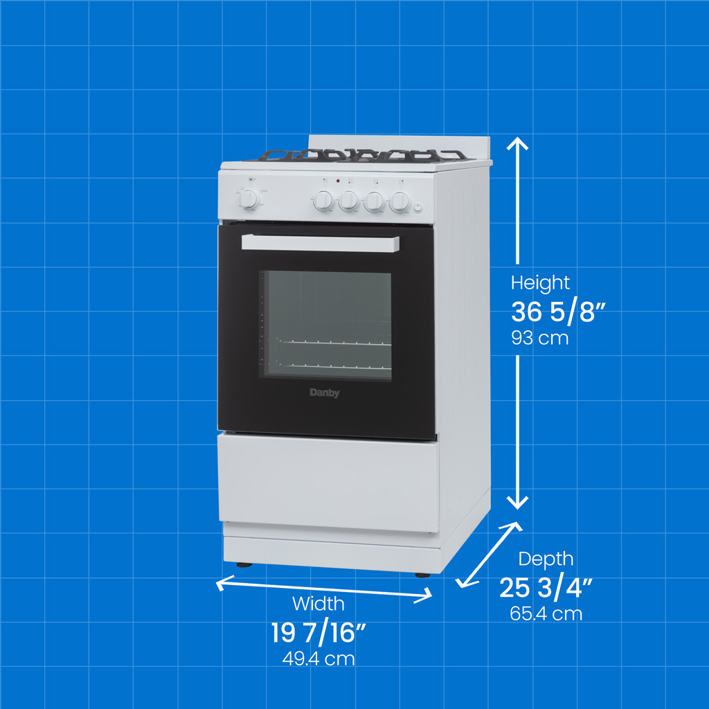 20″ Wide Gas Range in White view 6