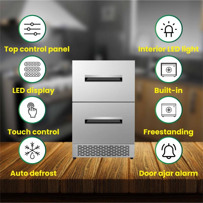 24" 2 Drawer 2 Zone CONVERTIBLE REFRIGERATOR-FREEZER 5cf Sabbath Mode DRFC5292, product image 3 of 31