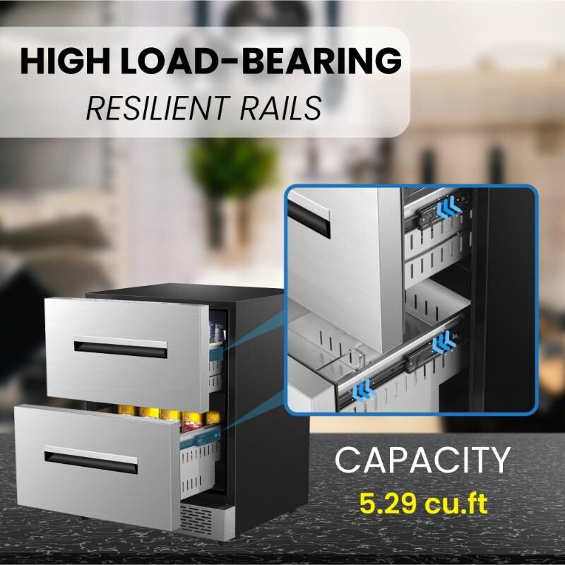 24" 2 Drawer 2 Zone CONVERTIBLE REFRIGERATOR-FREEZER 5cf Sabbath Mode DRFC5292, product image 6 of 31
